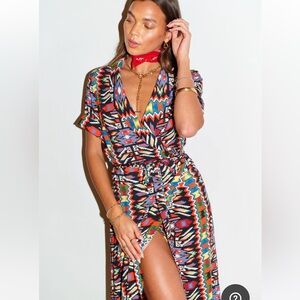 Never Fully Dressed Abstract Print Brooklyn Wrap Dress